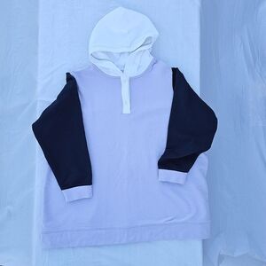 LANDS ’ END Color Block Button Sweatshirt  Hoodie size 2X LAVENDER & BLUE